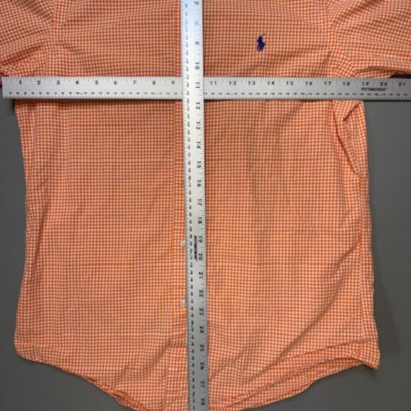 Ralph Lauren Mens Small Orange Gingham Check Long Sleeve Button Down Shirt - Picture 2 of 6